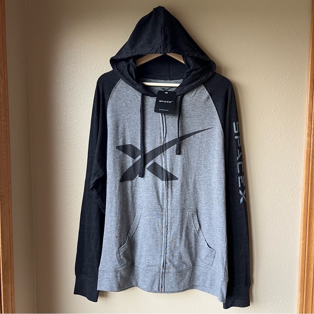 SpaceX Zip Hoodie Sweatshirt Men’s Size L Gray NEW! *Flaw